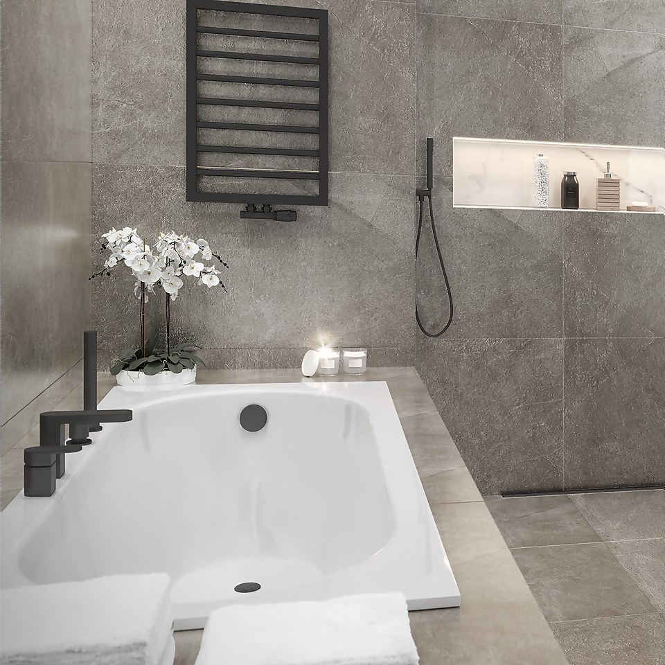 Bathstore Noir Bath Click Clack Waste with Overflow - Matt Black