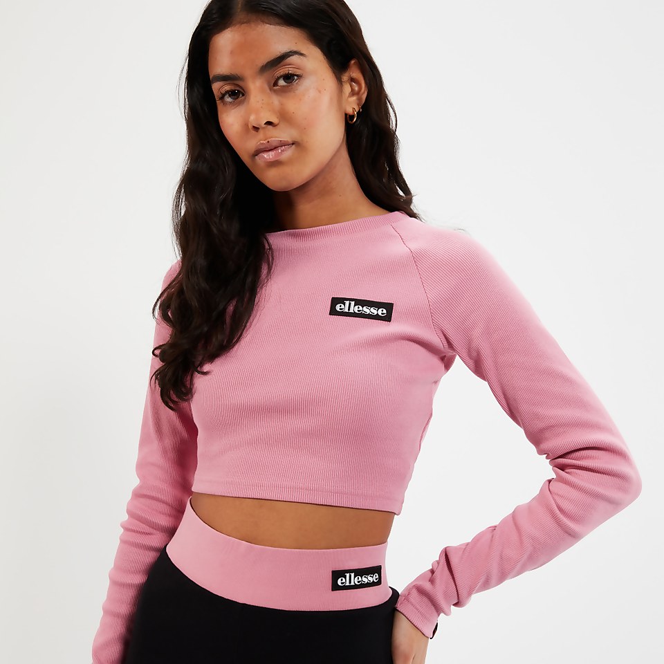 Linny Crop-T-Shirt mit langen Ärmeln Pink für Damen