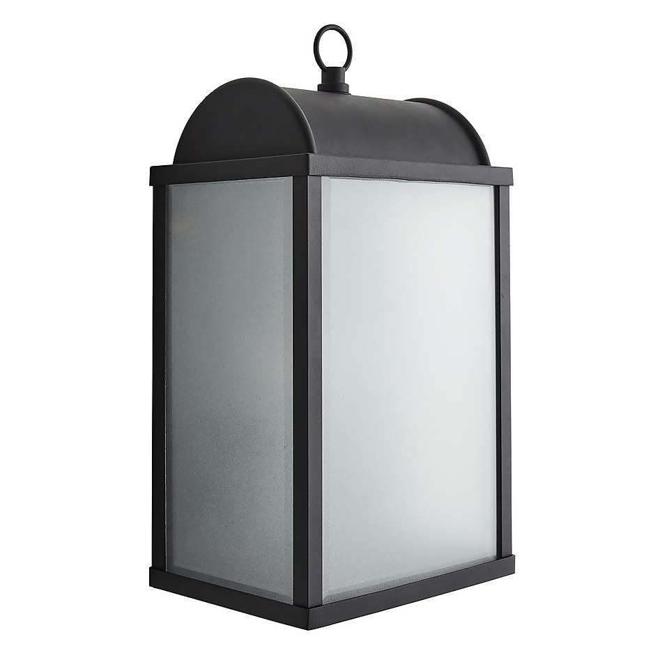 Charlotte E27 Outdoor Box Lantern with Frosted Glass - Black