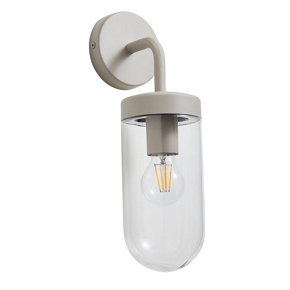 Kew Curved Arm E27 Outdoor Wall Light - Dove Grey
