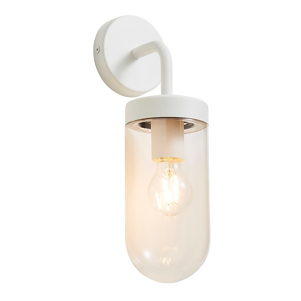 Kew Curved Arm E27 Outdoor Wall Light - Ivory