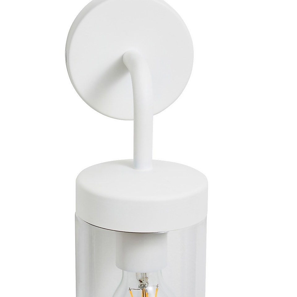 Kew Curved Arm E27 Outdoor Wall Light - Ivory