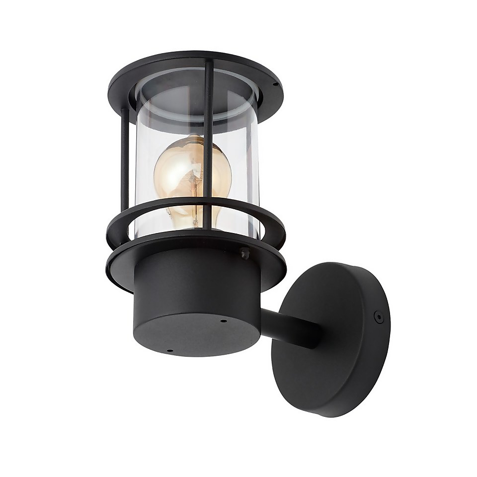 Leonis Miners Style Outdoor Wall Lantern - Black