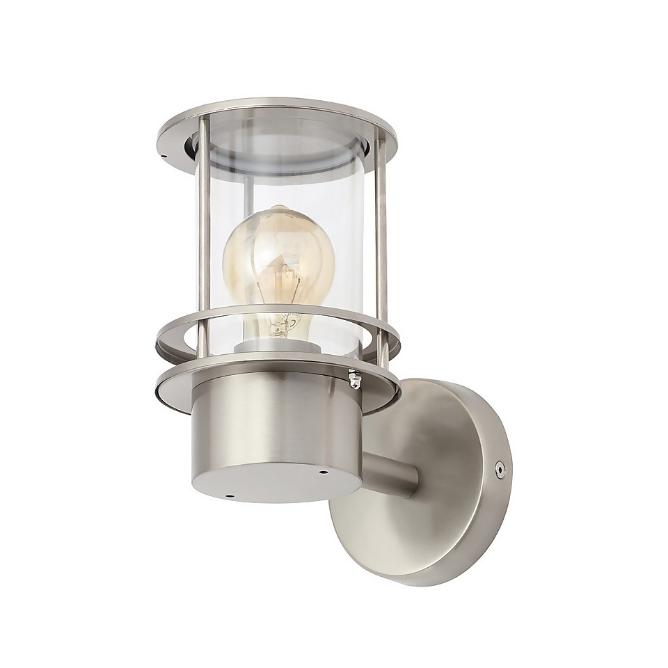 Leonis Miners Style Outdoor Wall Lantern - Stainless Steel