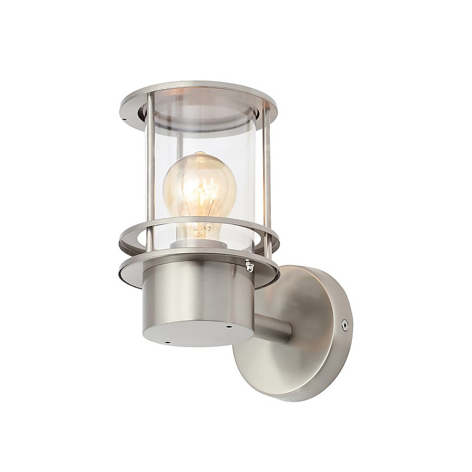 Leonis Miners Style Outdoor Wall Lantern - Stainless Steel