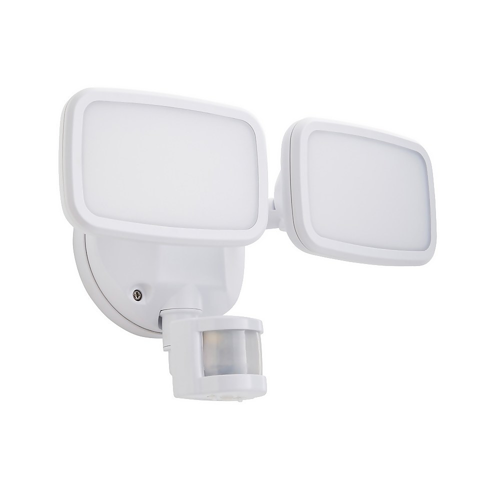 Lynn 2 Light LED Outdoor Floodlight with PIR Sensor (IP65) - White