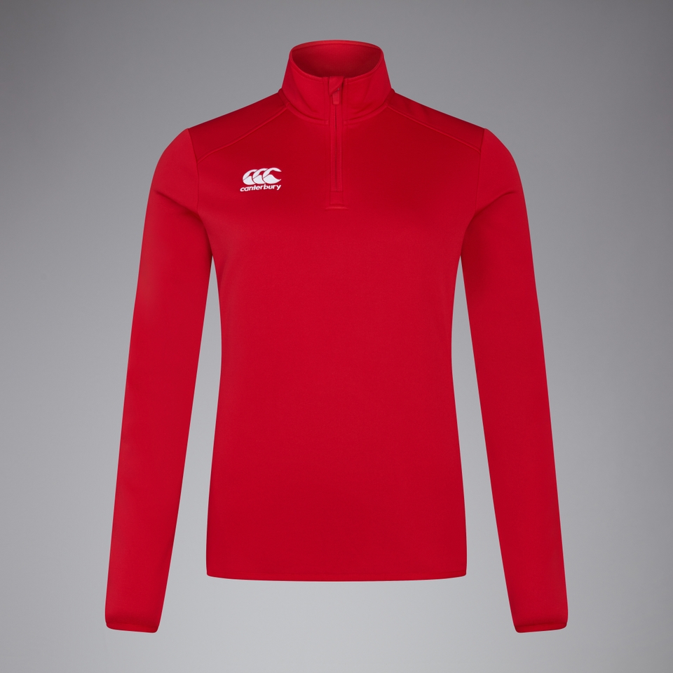 WOMENS CLUB 1/4 ZIP MID LAYER TRAINING TOP RED