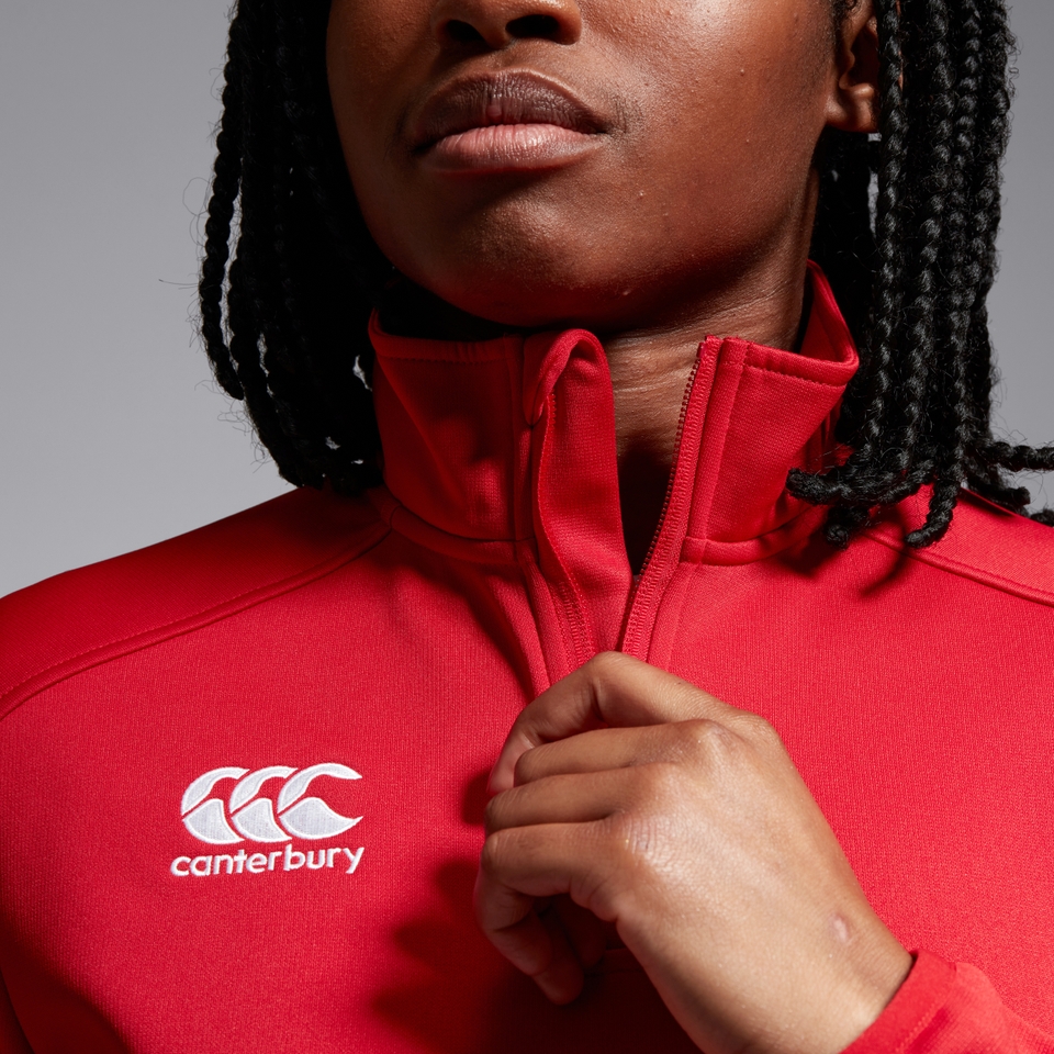 WOMENS CLUB 1/4 ZIP MID LAYER TRAINING TOP RED