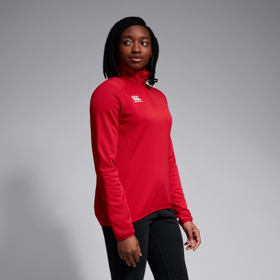 WOMENS CLUB 1/4 ZIP MID LAYER TRAINING TOP RED