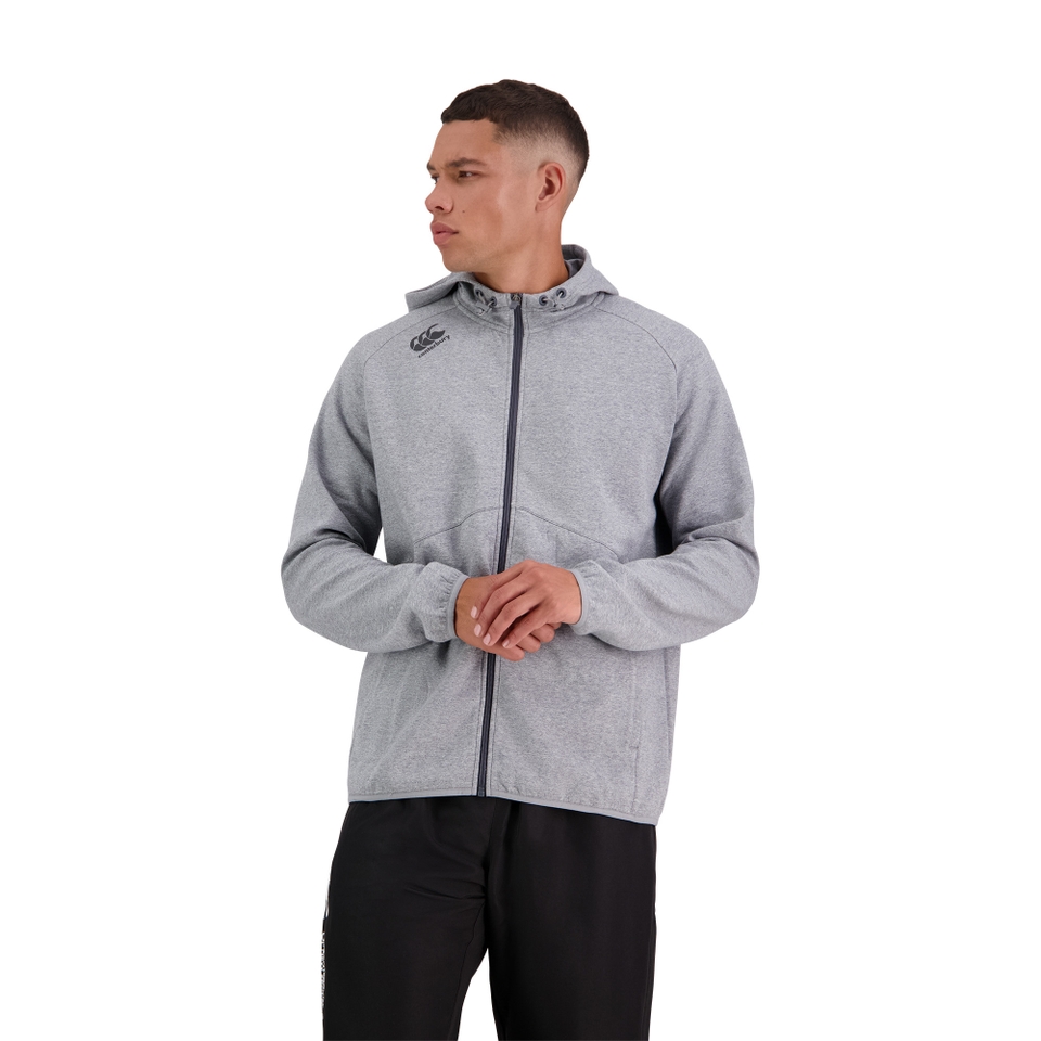 MENS VAPODRI FULL ZIP TEMPO HOODED SWEATSHIRT IN GREY