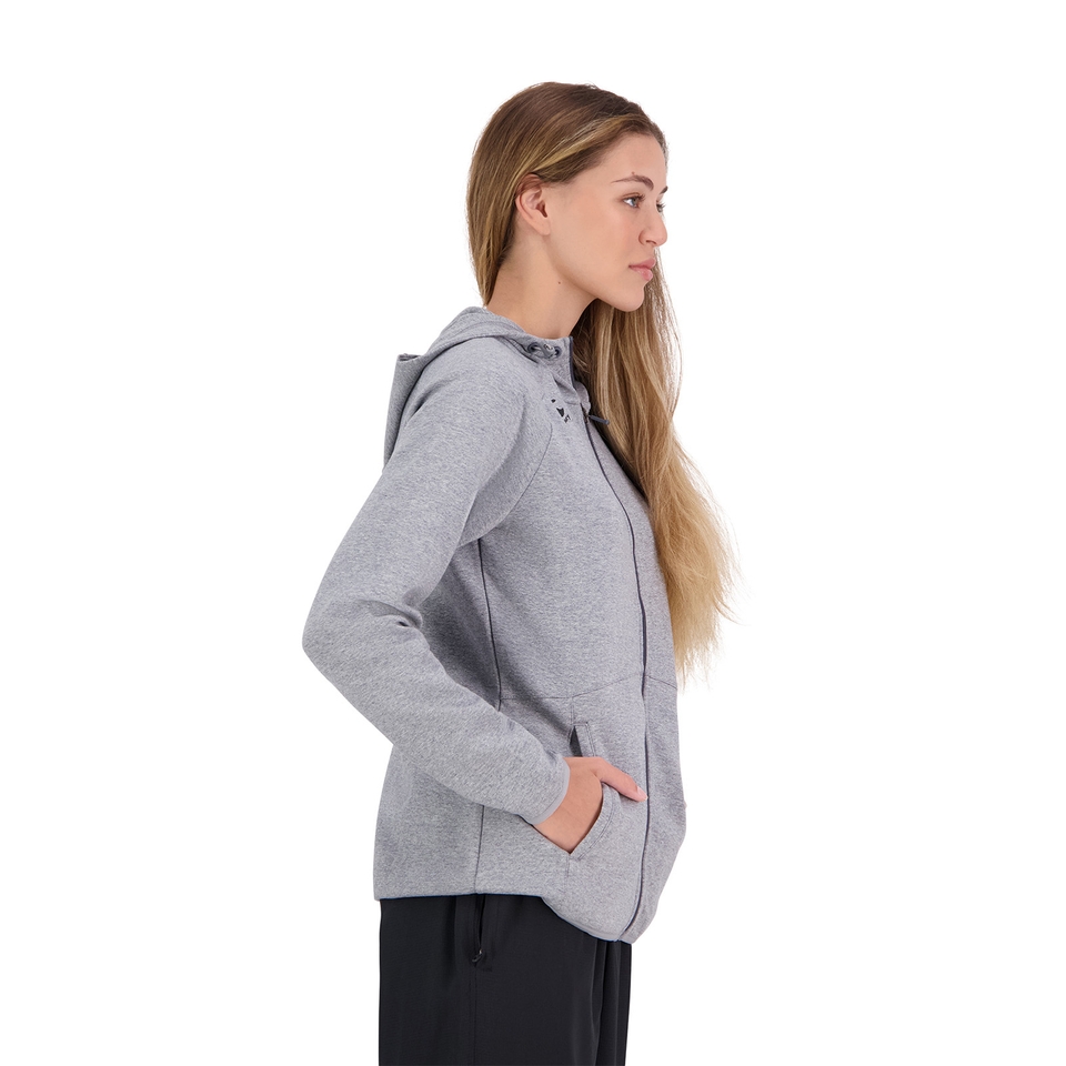 WOMENS VAPODRI FULL ZIP TEMPO HOODED SWEATSHIRT IN GREY