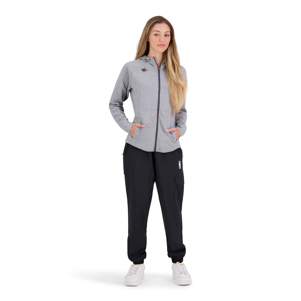 WOMENS VAPODRI FULL ZIP TEMPO HOODED SWEATSHIRT IN GREY