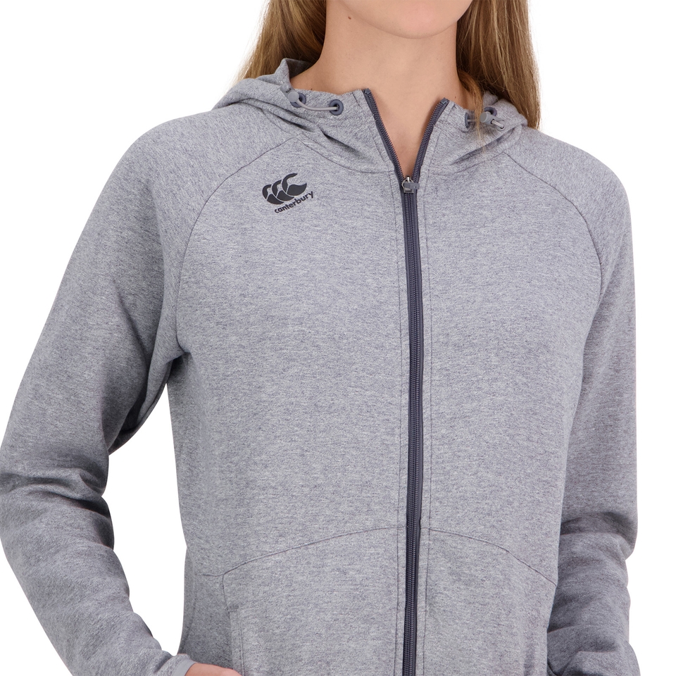 WOMENS VAPODRI FULL ZIP TEMPO HOODED SWEATSHIRT IN GREY