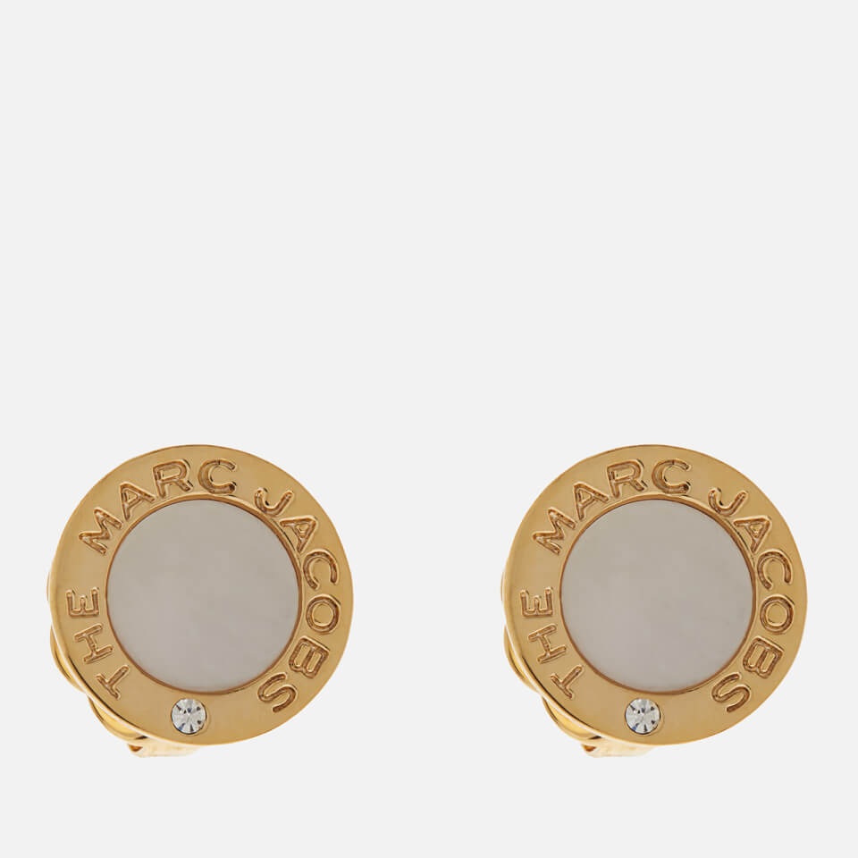 Marc Jacobs The Medallion Mother-of-Pearl, Crystal and Gold-Tone Earrings