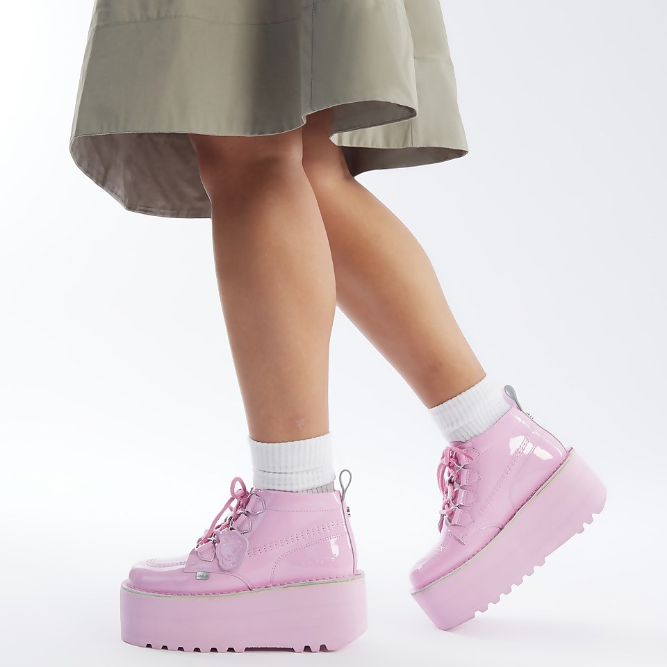 Adult Unisex Kick Boot Platform Patent leather Pink