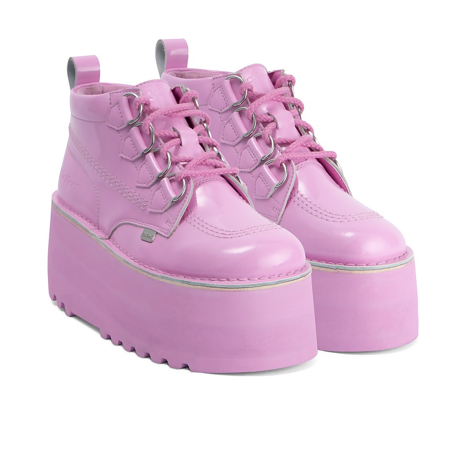 Adult Unisex Kick Boot Platform Patent leather Pink