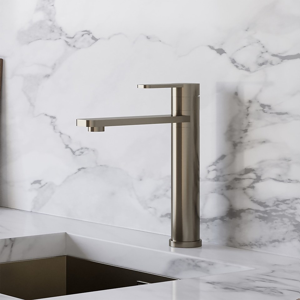 Isla Top Lever Tap -  Brushed Steel