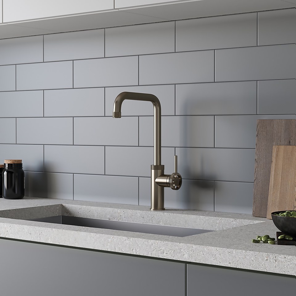 Raffin Side lever Tap Brushed Steel Homebase