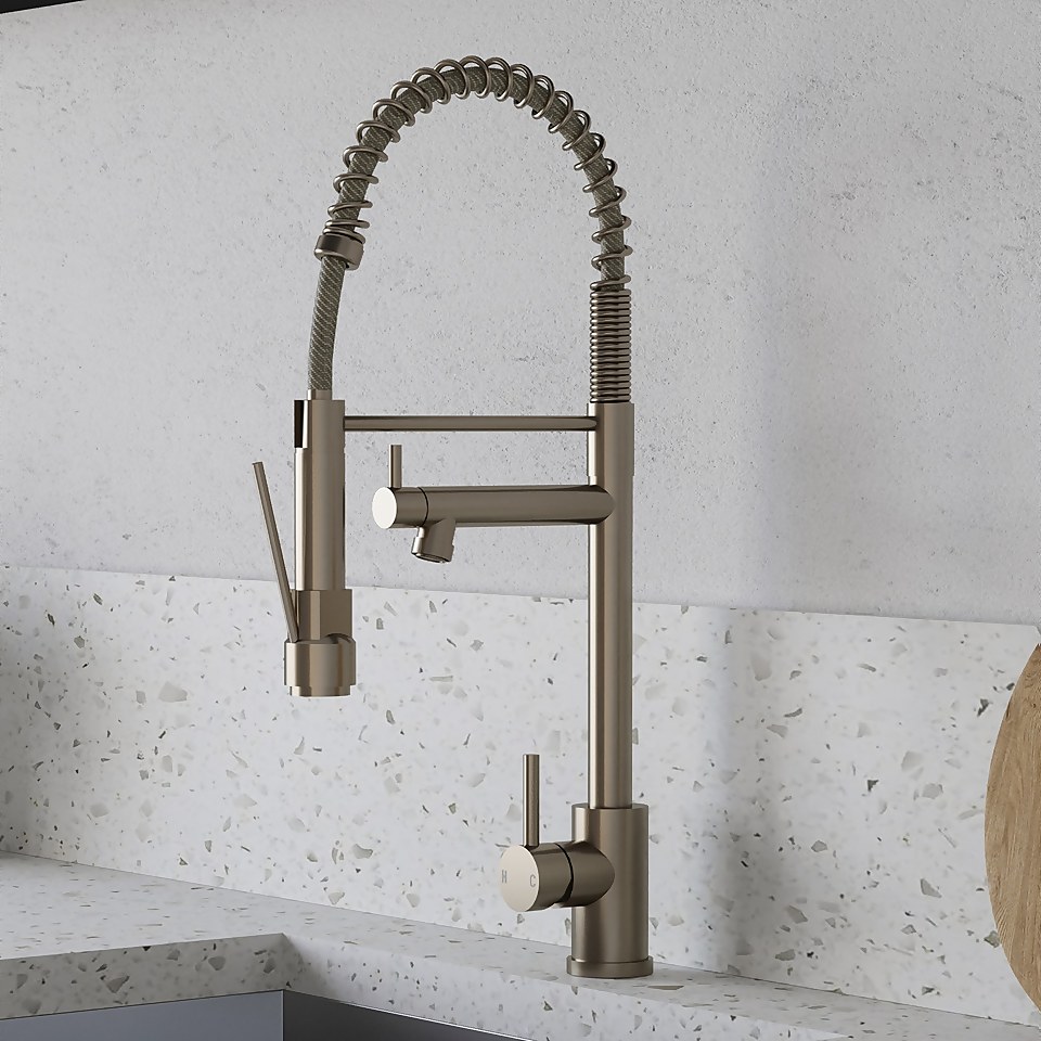 Rona Pull and Spray Tap - Brushed Steel