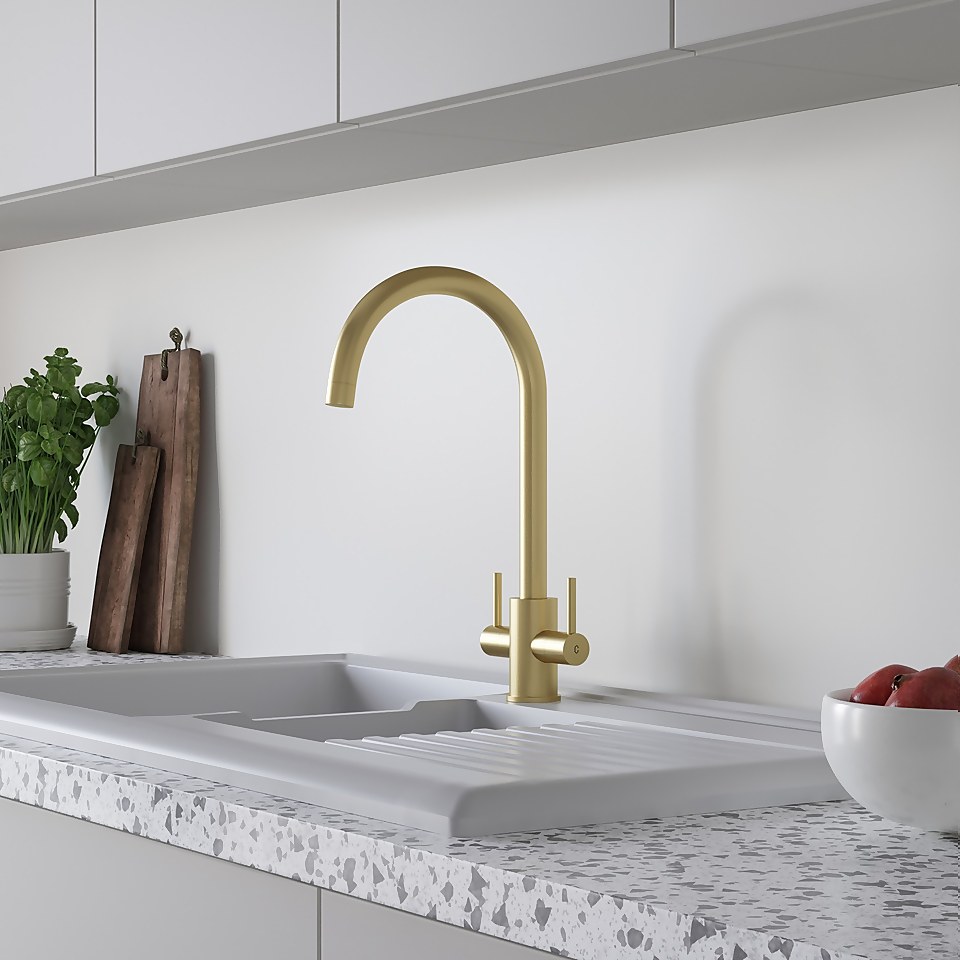 Leonie Twin Lever Tap - Brushed Brass