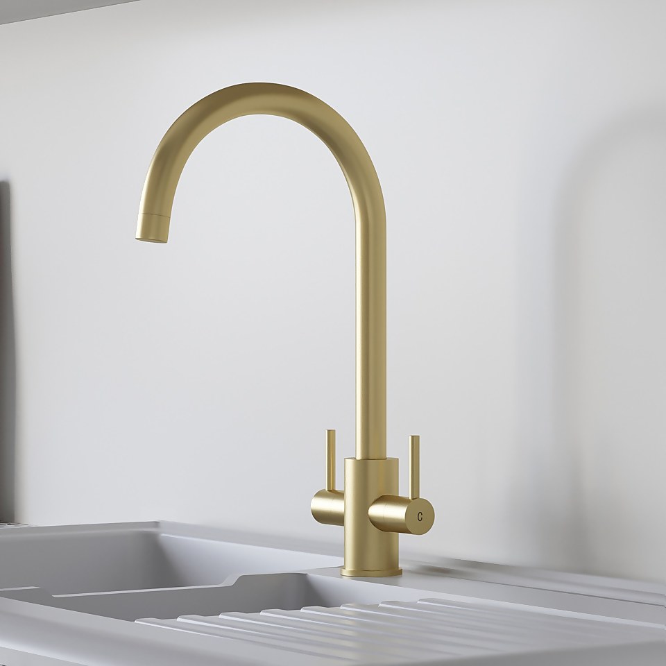 Leonie Twin Lever Tap - Brushed Brass
