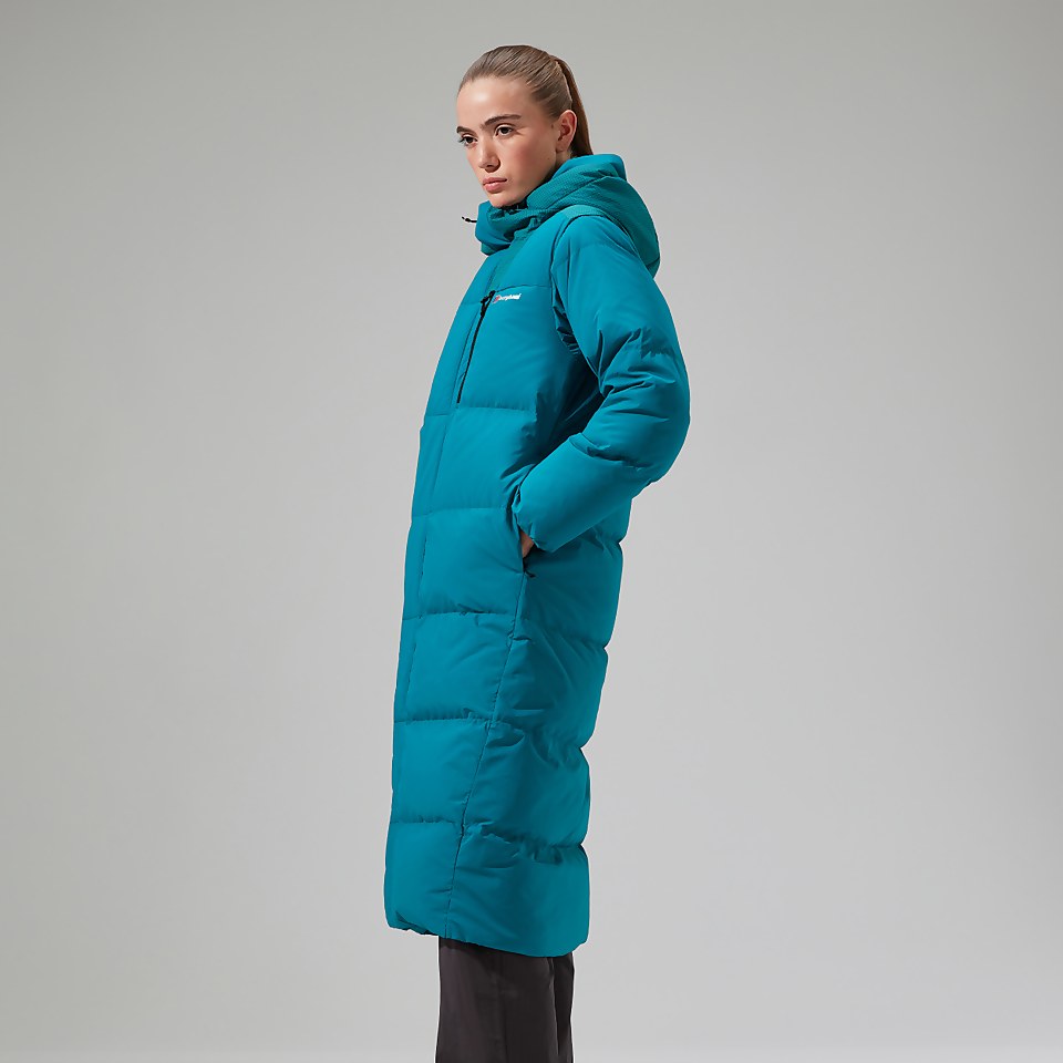 Women's Saffren Duster Hooded Down Insulated Jacket - Turquoise