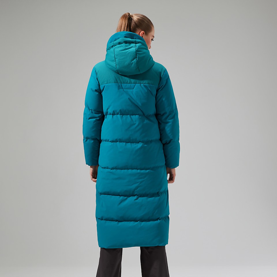 Women's Saffren Duster Hooded Down Insulated Jacket - Turquoise