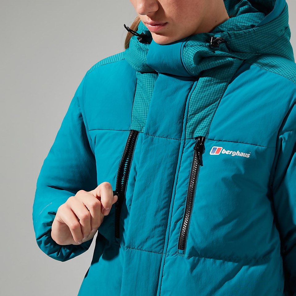 Women's Saffren Duster Hooded Down Insulated Jacket - Turquoise