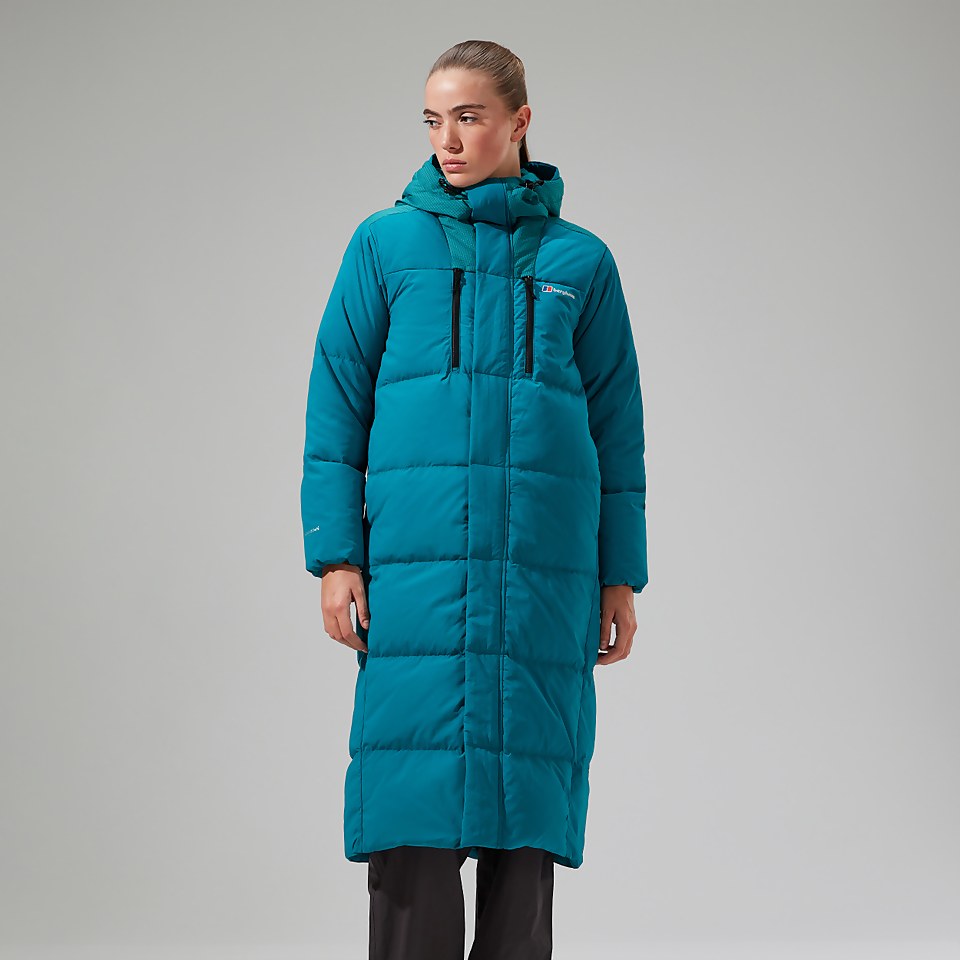 Women's Saffren Duster Hooded Down Insulated Jacket - Turquoise