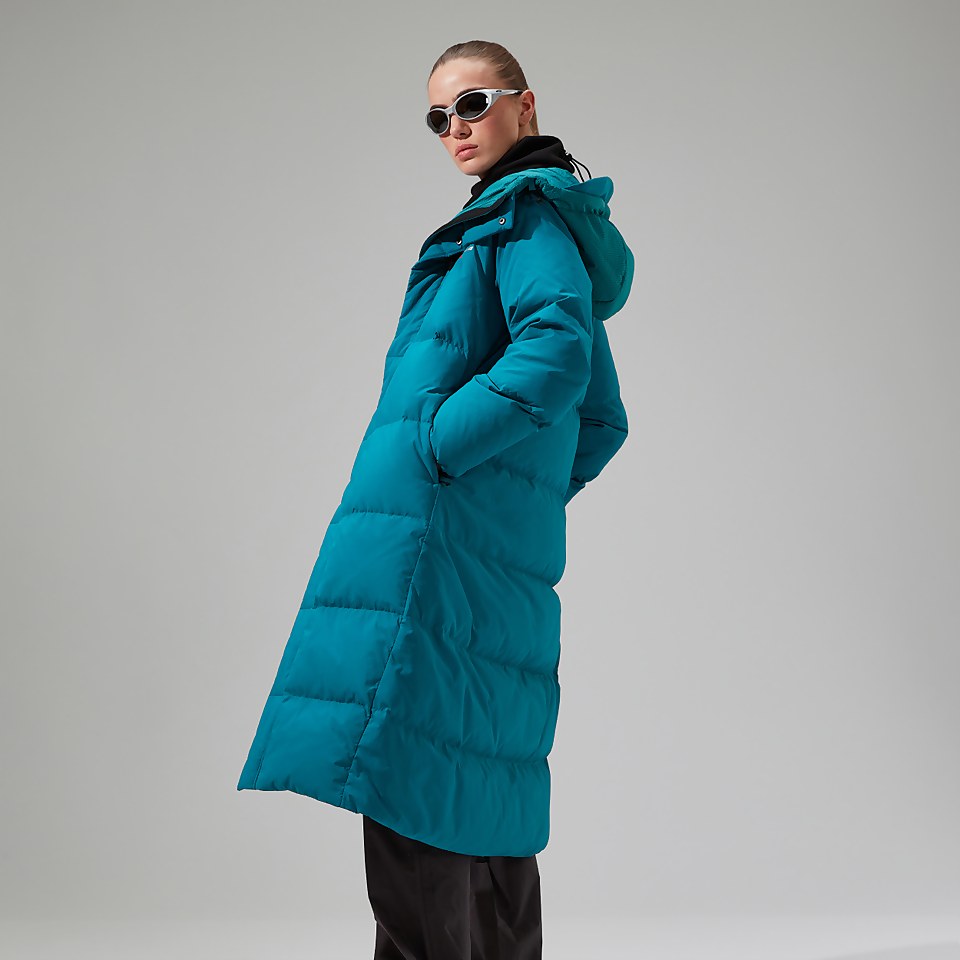 Women's Saffren Duster Hooded Down Insulated Jacket - Turquoise