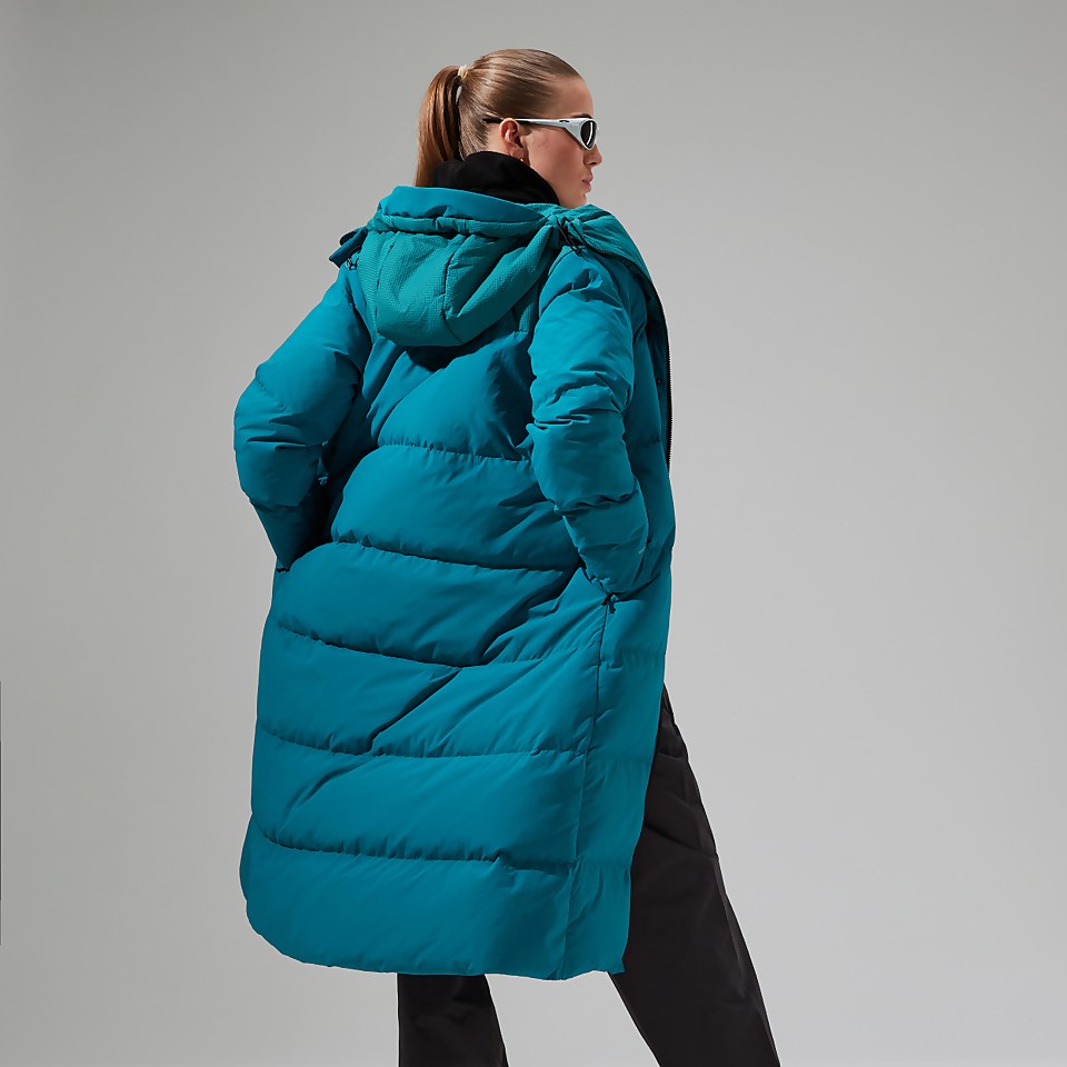 Women's Saffren Duster Hooded Down Insulated Jacket - Turquoise