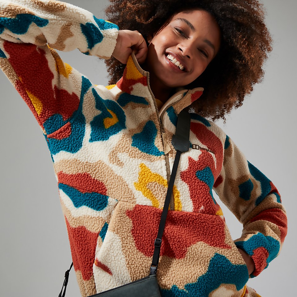 Women's Hawksker Half Zip Fleece - Red/Natural/Yellow/Turquoise