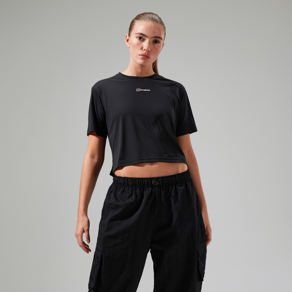 Wayside Boxy Funktions-T-Shirt für Damen Schwarz