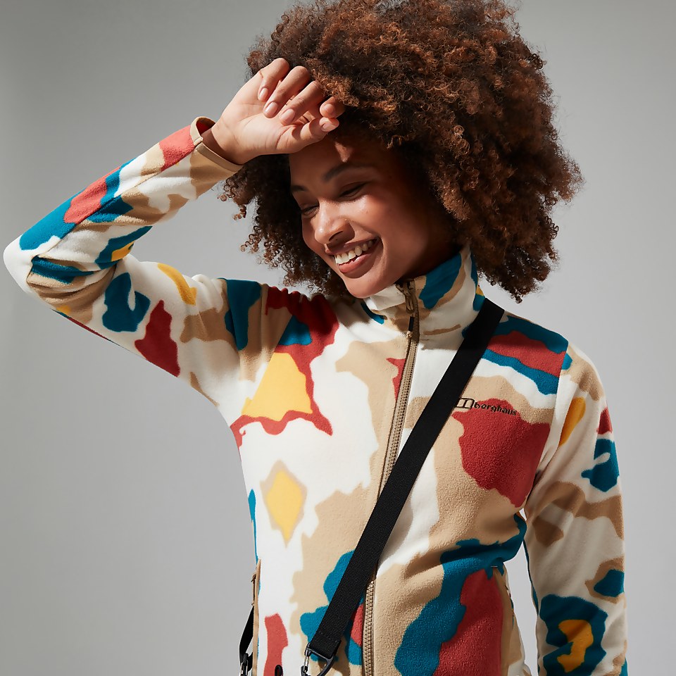 Navala Fleece für Damen - Naturfarben/Rot/Türkis/Gelb