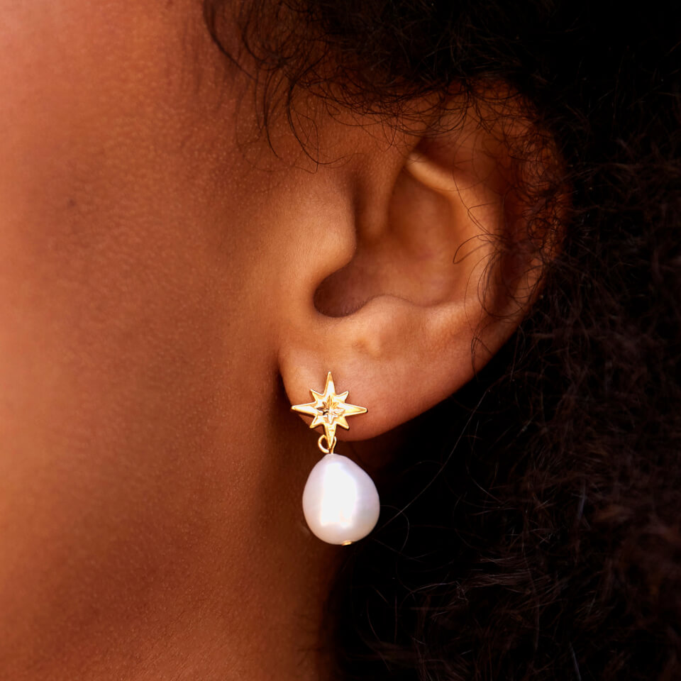 Estella Bartlett Star Gold-Plated Faux Pearl Earrings