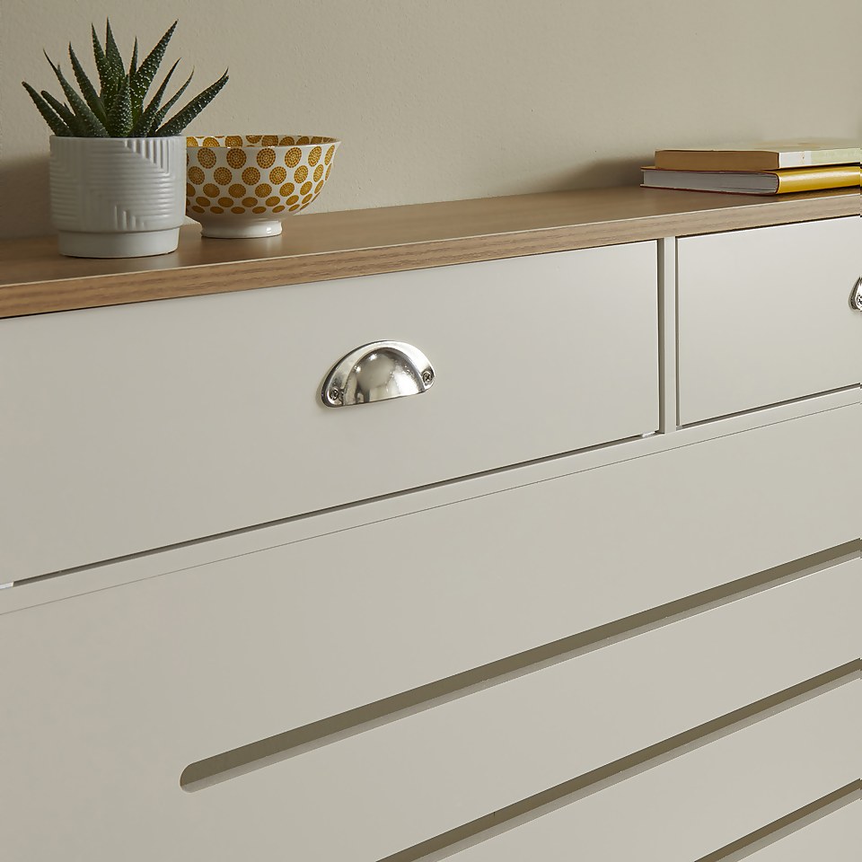 Barnford Large Radiator Cover with Drawers in Cream & Oak Effect