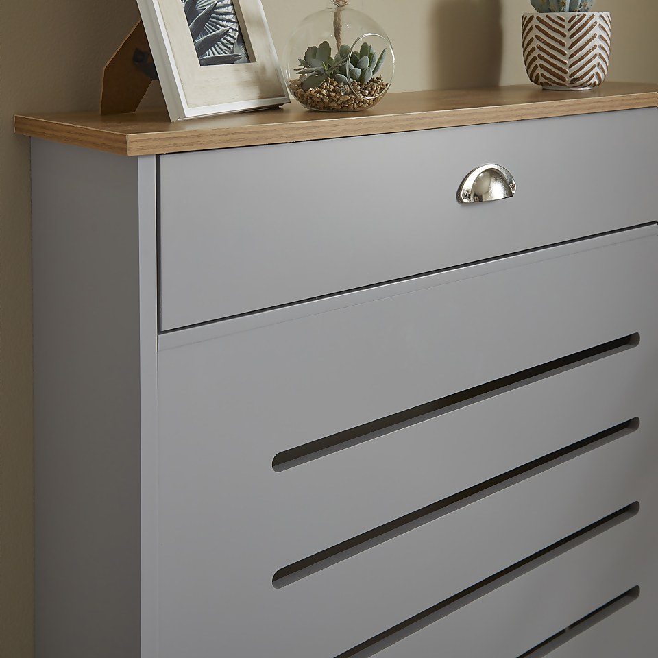 Barnford Small Radiator Cover with Drawer in Grey & Oak Effect