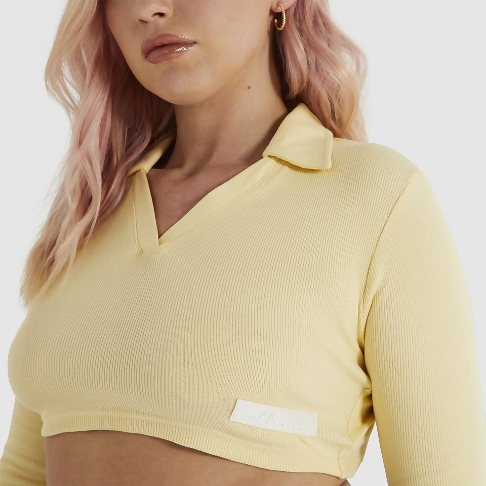 Harrie Bauchfreies T-Shirt Hellgelb für Damen