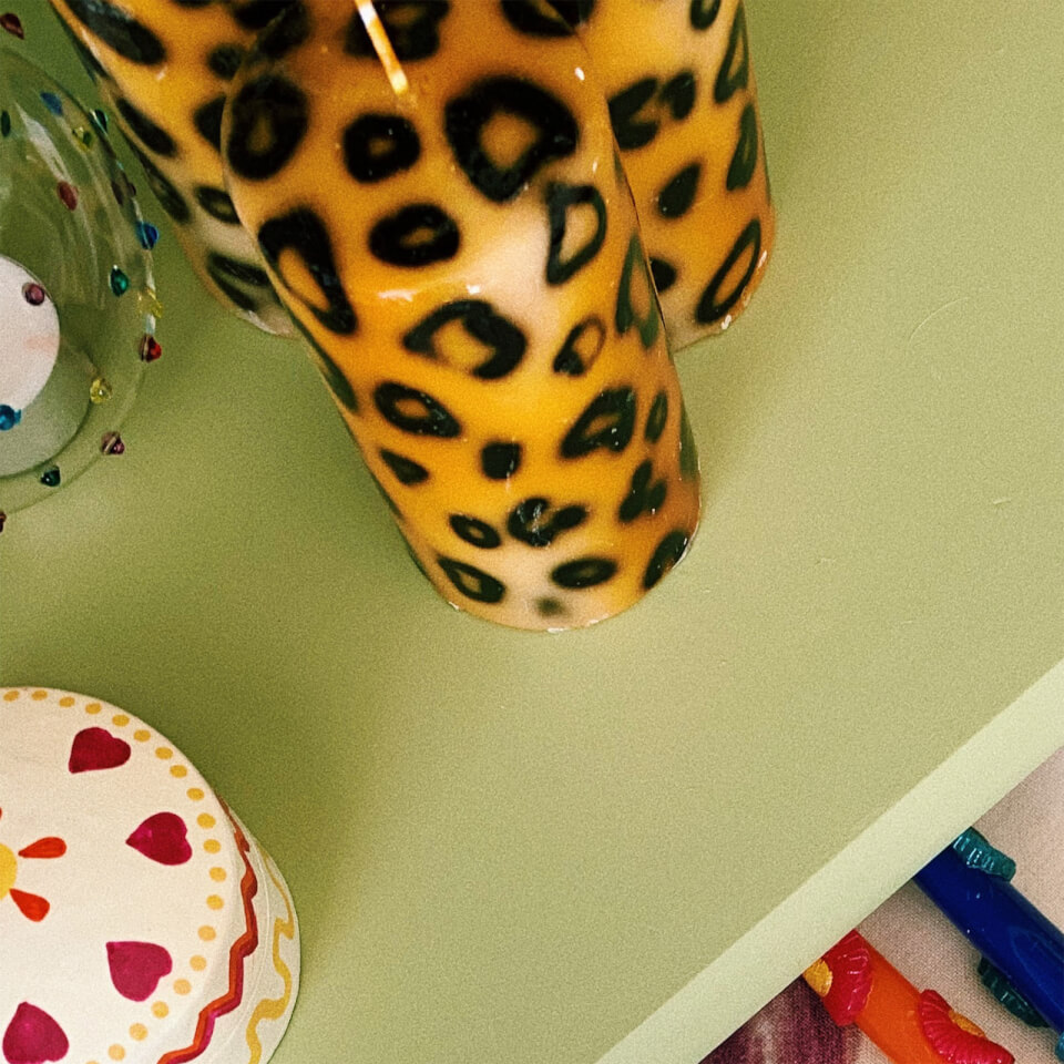 anna + nina Small Leopard Print Pillar Candle