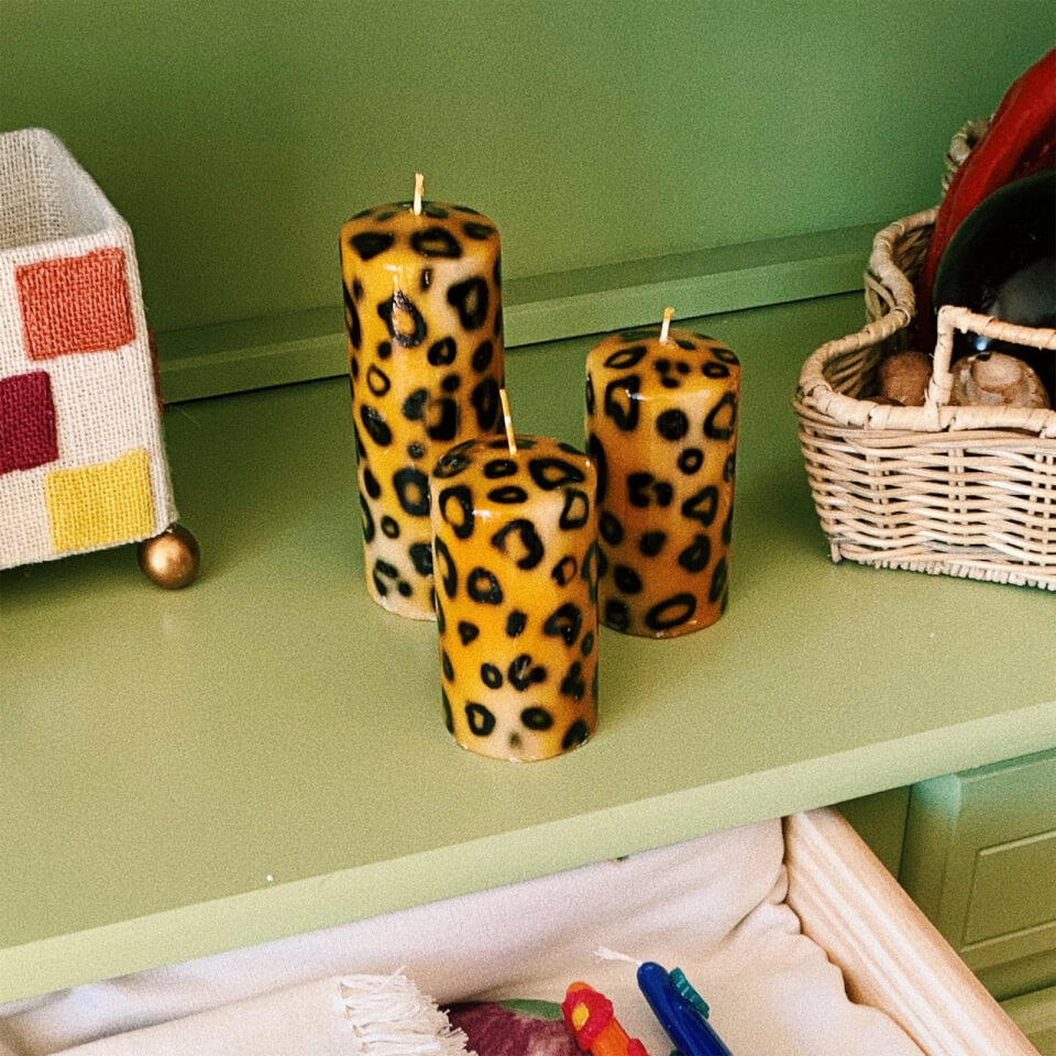 anna + nina Small Leopard Print Pillar Candle