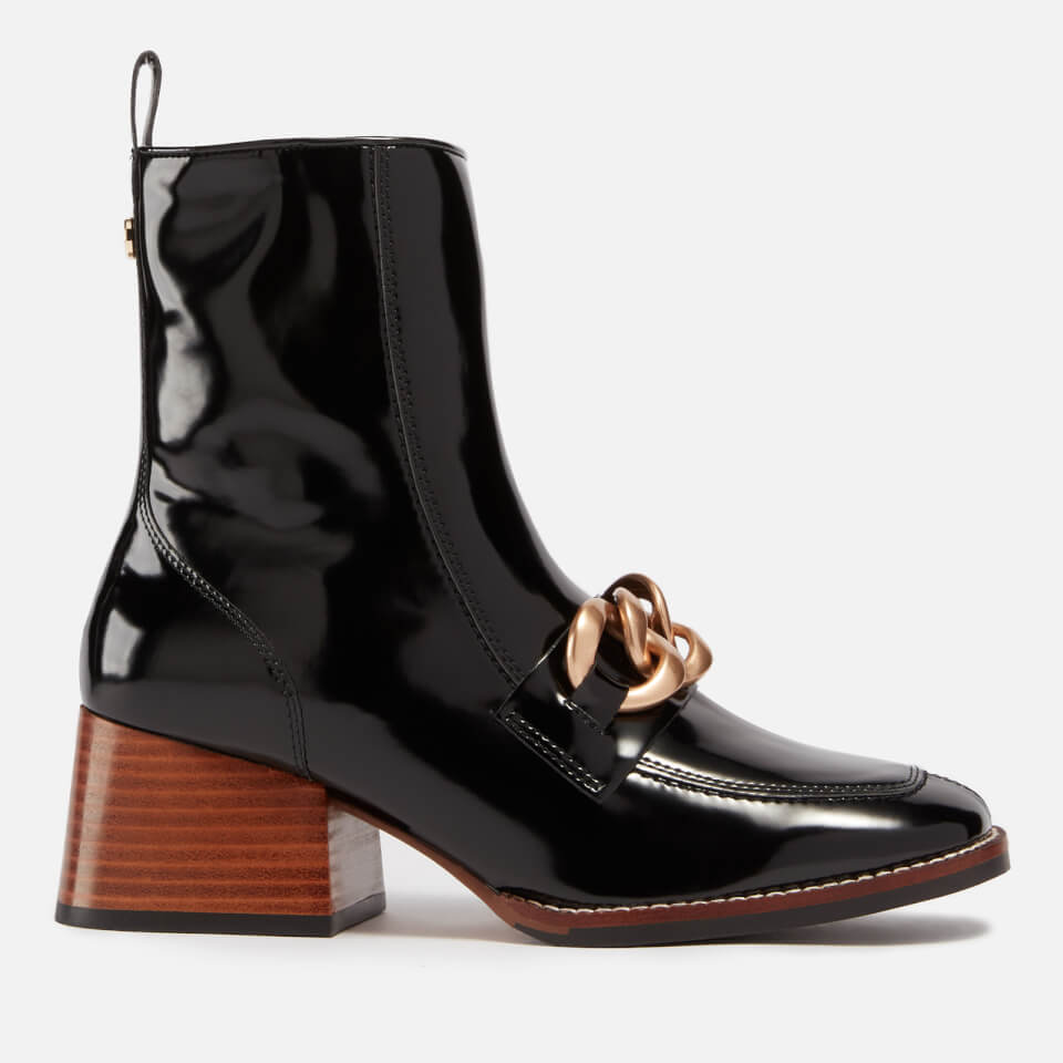 Steve Madden Loreen Chain-Embellished Faux Patent-Leather Ankle Boots - UK 3