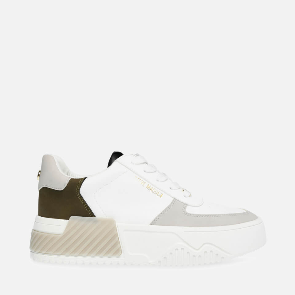 Steve Madden Park Faux Leather and Suede Flatform Trainers - UK 8