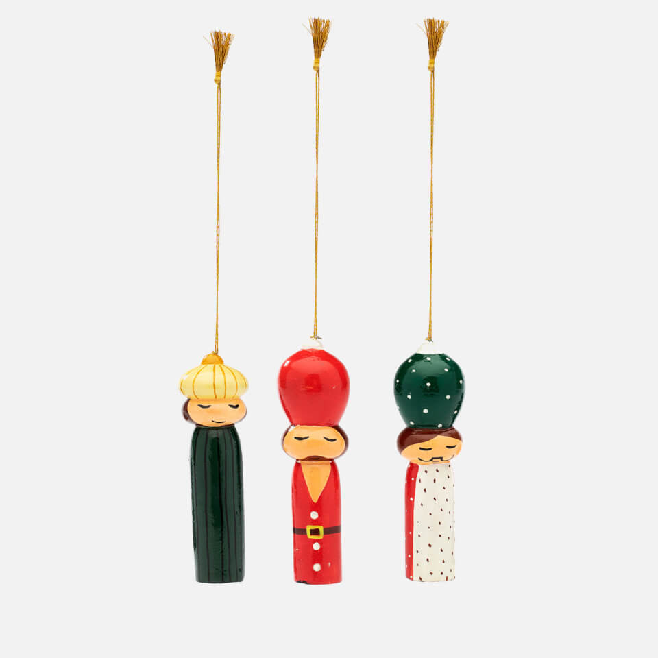 anna + nina Set of 3 Hand-painted Wise Men Ornaments