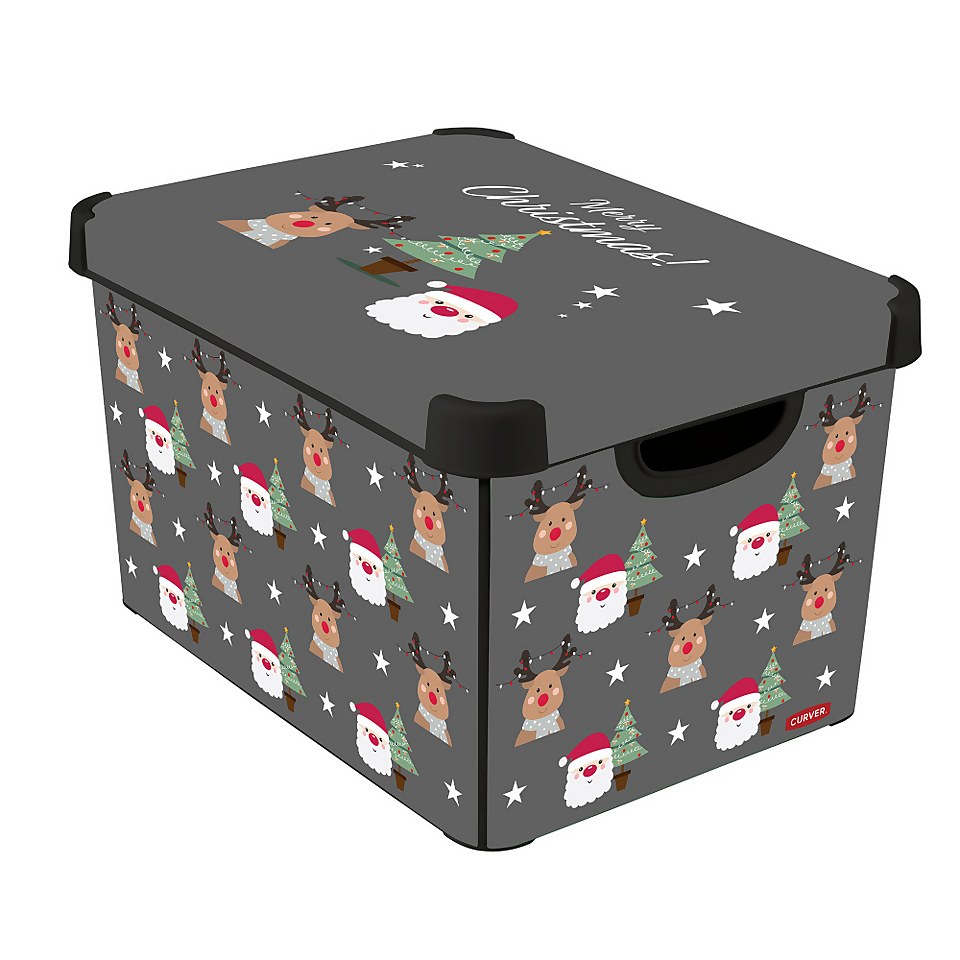 Curver Christmas Santa & Rudolph Deco Storage Box - 22L