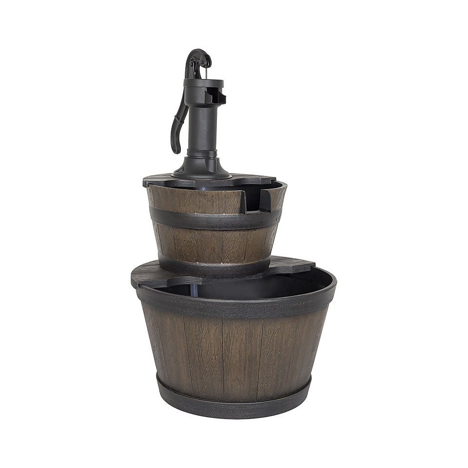 Stylish Fountain Whiskey Barrels Garden Water Feature