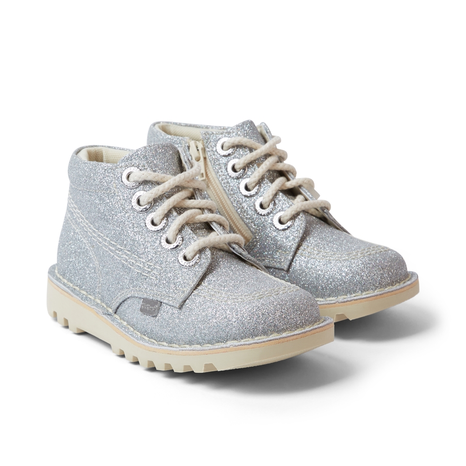 Infant Girls Kick Hi Glitter Cosmic Textile Silver