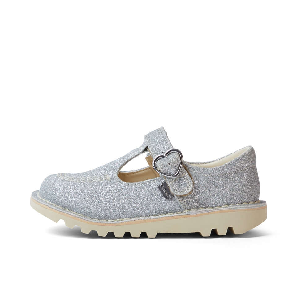 Infant Girls Kick T Bar Glitter Cosmic Textile Silver