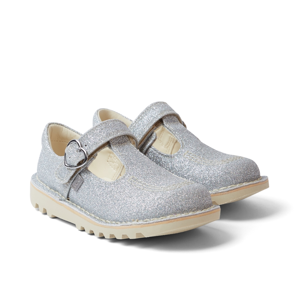 Infant Girls Kick T Bar Glitter Cosmic Textile Silver