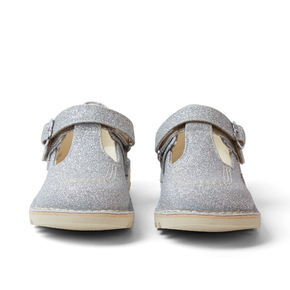 Infant Girls Kick T Bar Glitter Cosmic Textile Silver