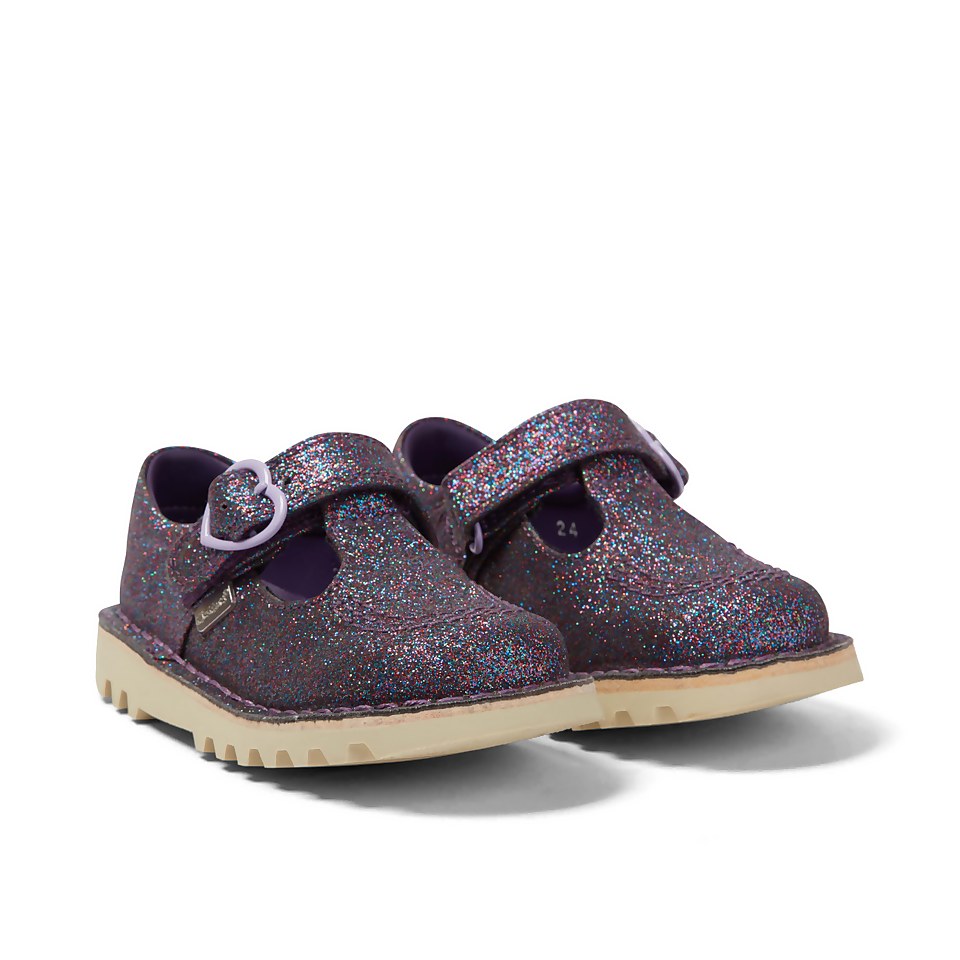 Infant Girls Kick T Bar Glitter Textile Purple
